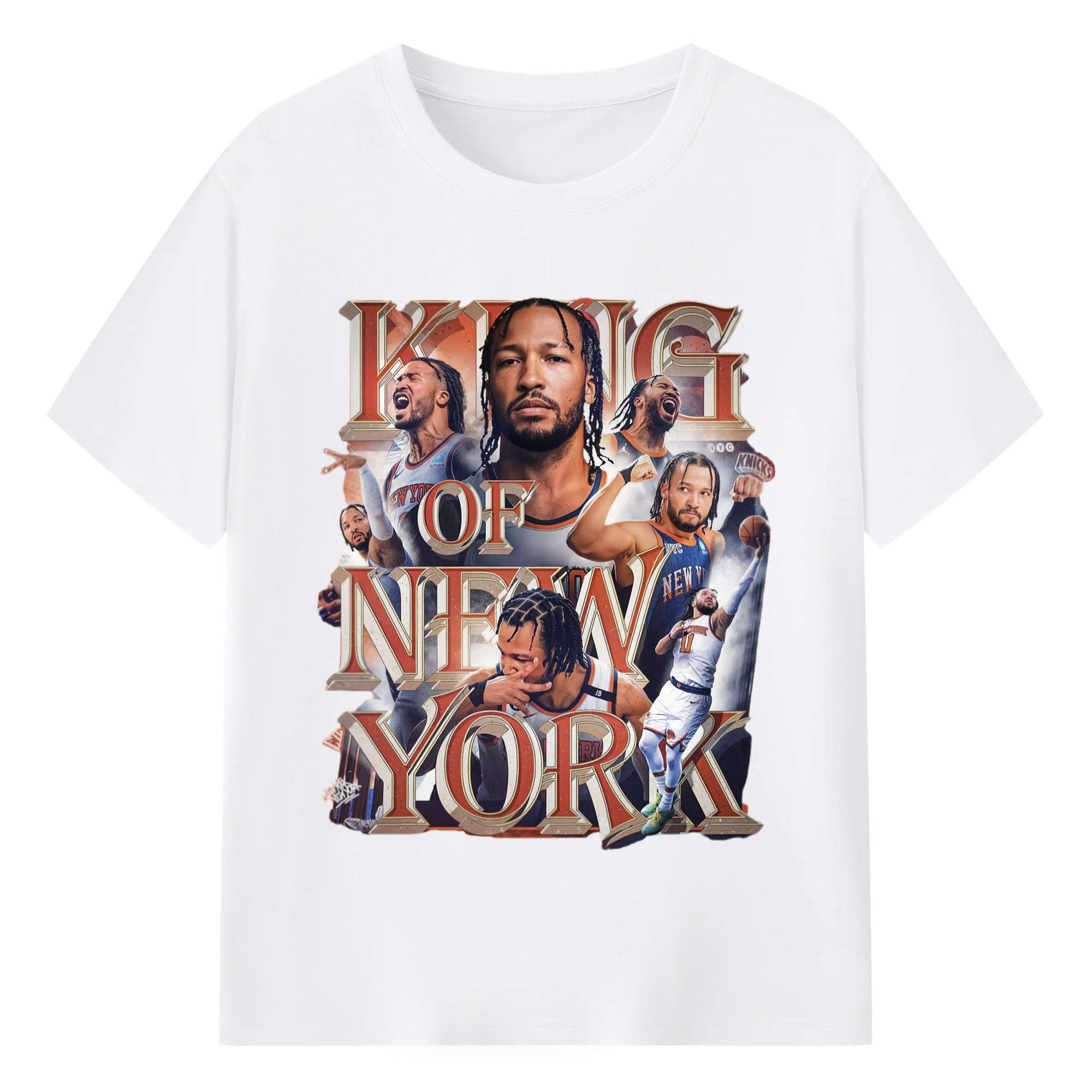 Jalen Brunson Knicks #11 collage Graphic Shirt - 180g Cotton T-Shirt With Front Heat Transfer Print – Soft, Lightweight, Fitted Design – Comfortable Casual Wear For Sports & Everyday Use