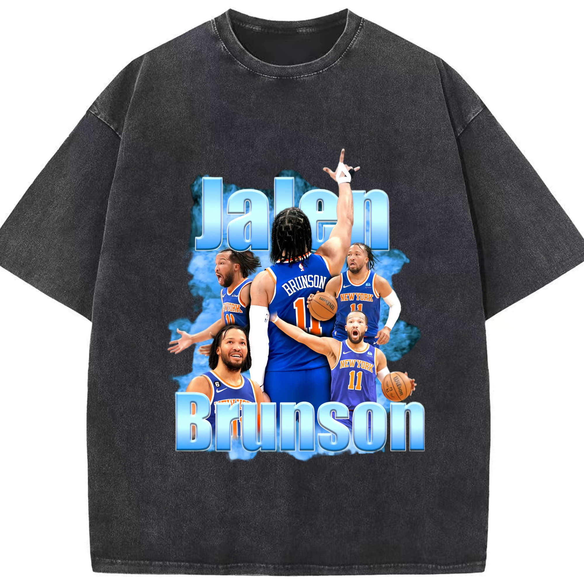 Jalen Brunson knicks #11 icon Shirt - Washed Vintage Look 230g Cotton Oversized T-Shirt With Front Heat Transfer Print – Soft, Lightweight, Stylish Fit – Comfortable Casual Wear For Sports & Everyday Use