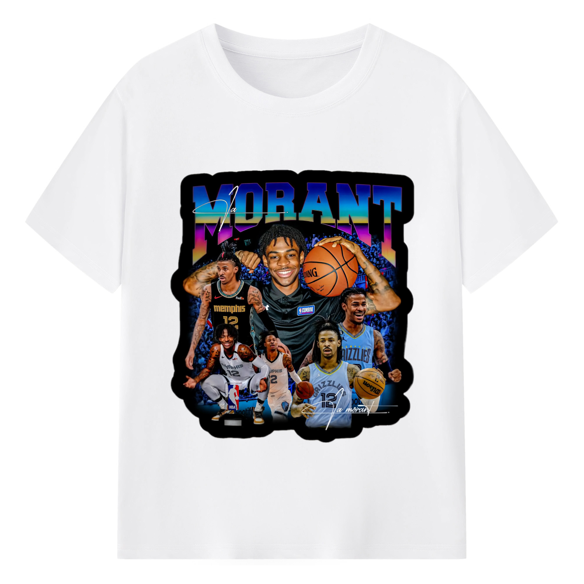 Memphis Grizzlies Ja Morant icon T-shirt - 180g Cotton T-Shirt With Front Heat Transfer Print – Soft, Lightweight, Fitted Design – Comfortable Casual Wear For Sports & Everyday Use
