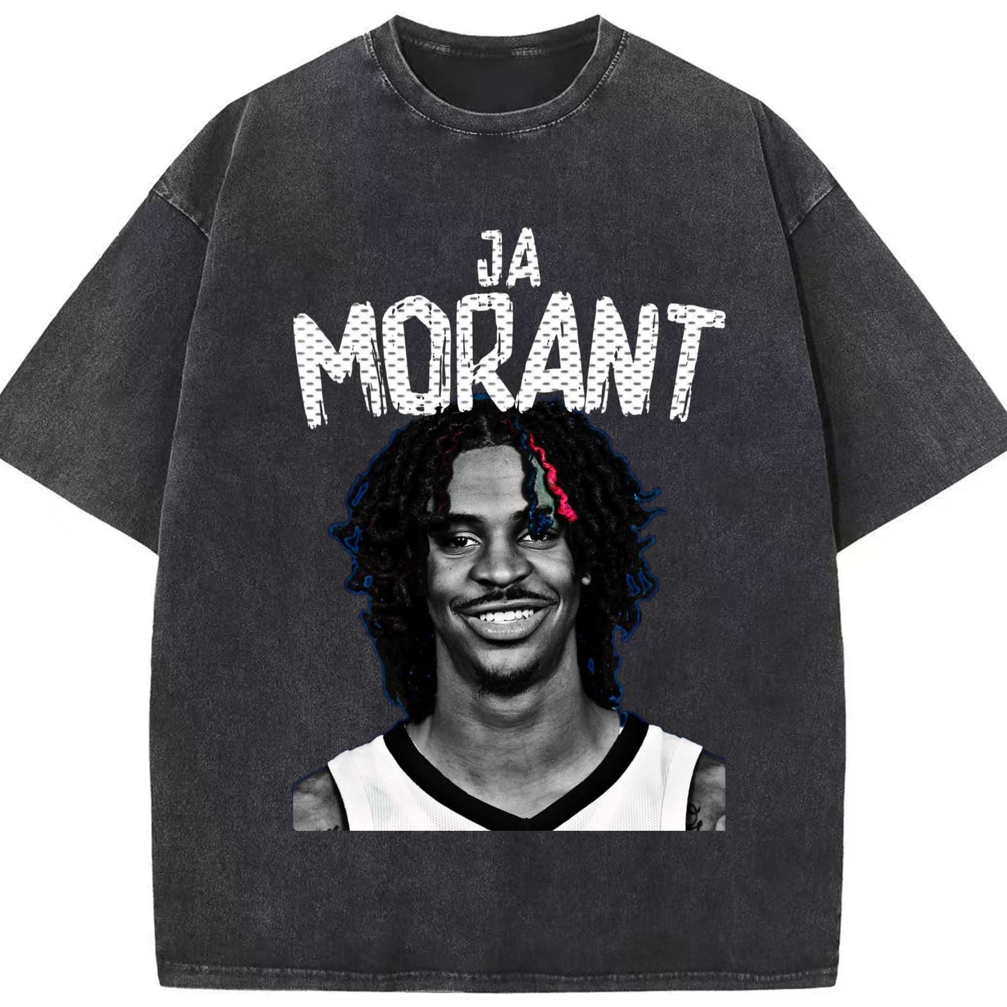 Ja Morant Painted portrait t-shirt - Washed Vintage Look 230g Cotton Oversized T-Shirt With Front Heat Transfer Print – Soft, Lightweight, Stylish Fit – Comfortable Casual Wear For Sports & Everyday Use