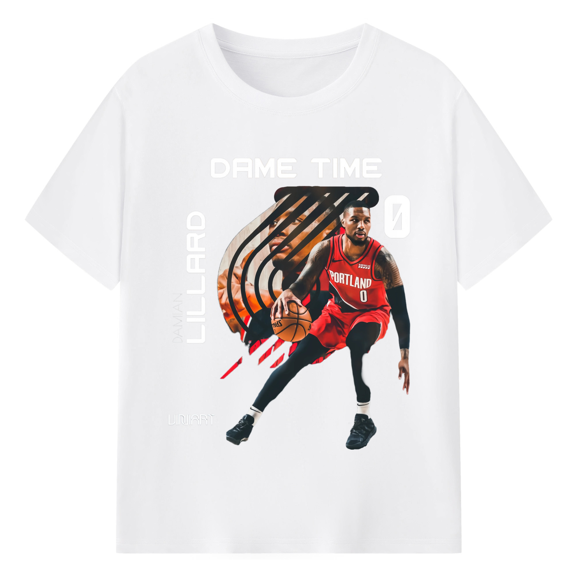Blazers Damian Lillard #0 tee - 180g Cotton T-Shirt With Front Heat Transfer Print – Soft, Lightweight, Fitted Design – Comfortable Casual Wear For Sports & Everyday Use