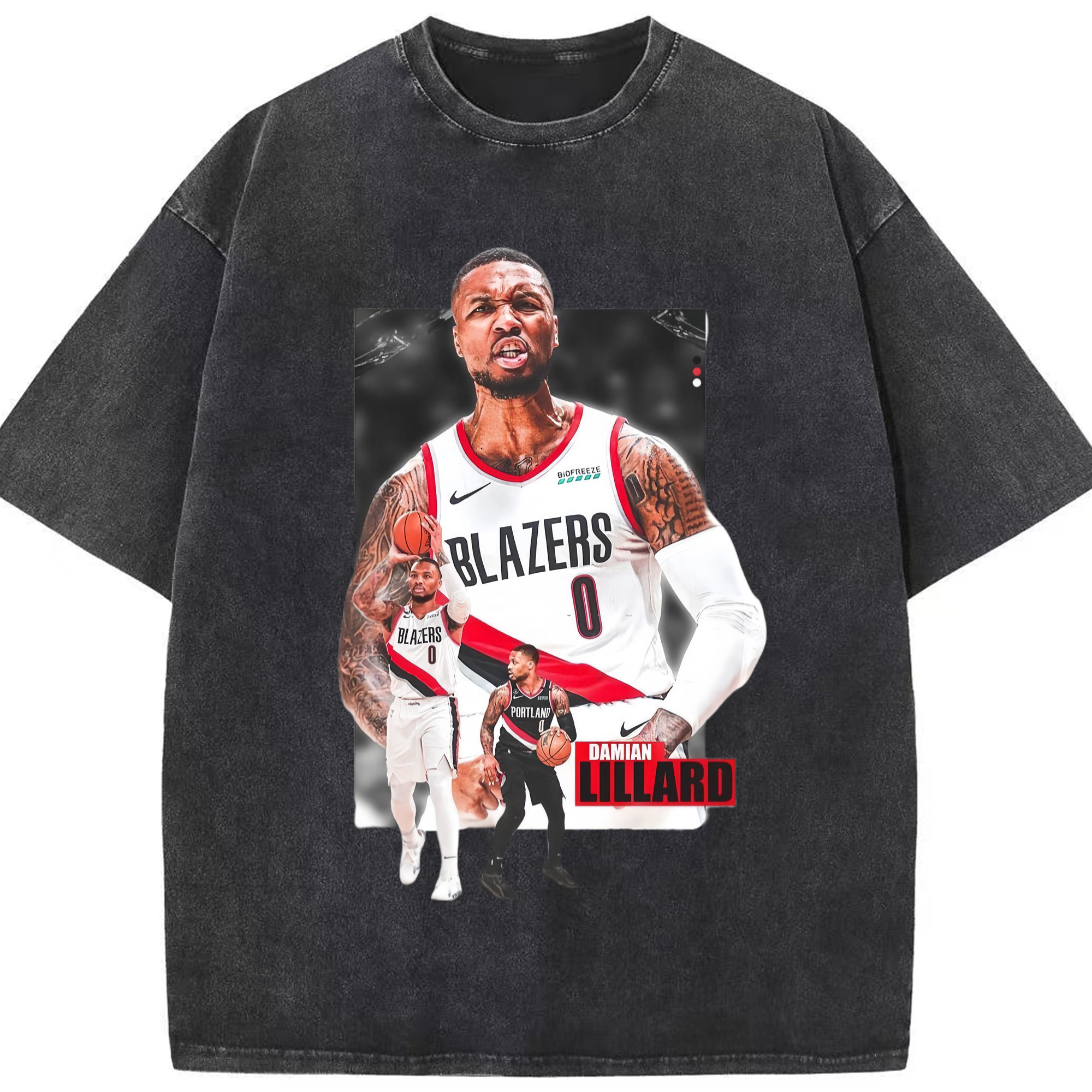 Damian Lillard Graphic Tee - Washed Vintage Look 230g Cotton Oversized T-Shirt With Front Heat Transfer Print – Soft, Lightweight, Stylish Fit – Comfortable Casual Wear For Sports & Everyday Use