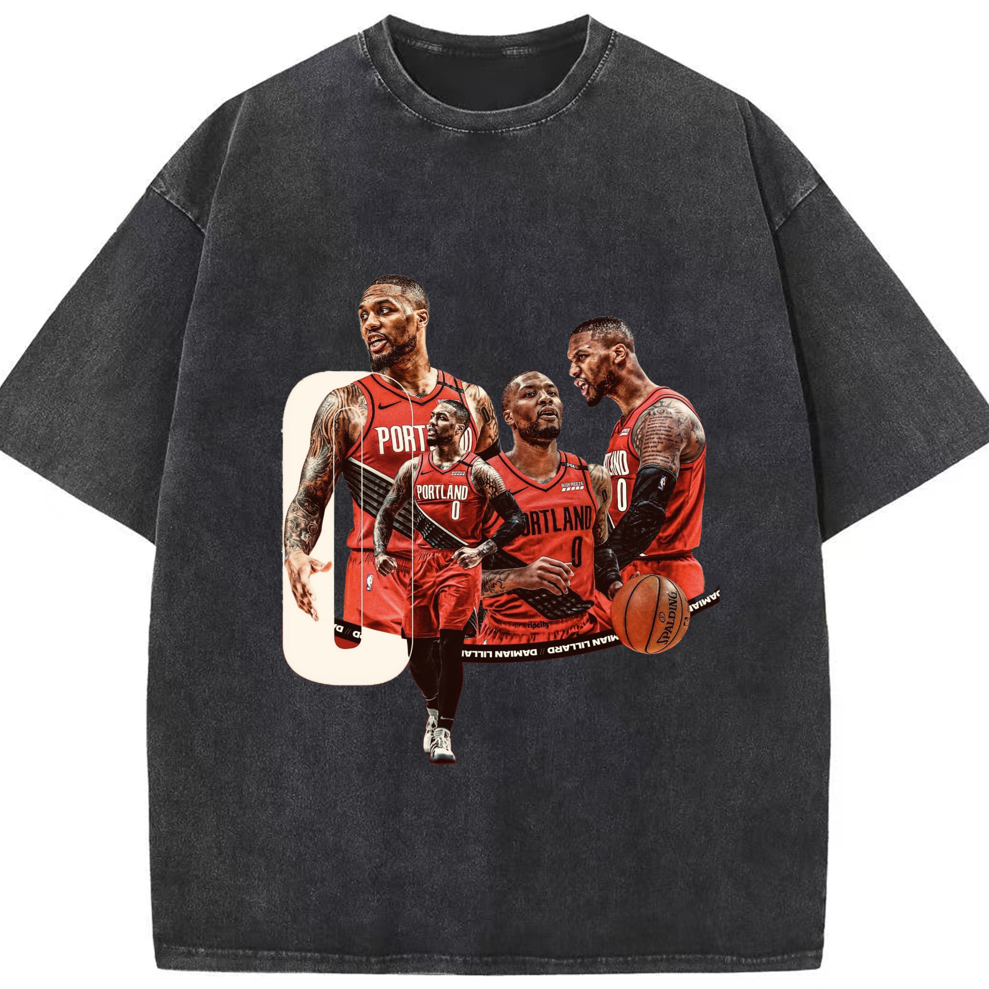Damian Lillard rip city T-shirt - Washed Vintage Look 230g Cotton Oversized T-Shirt With Front Heat Transfer Print – Soft, Lightweight, Stylish Fit – Comfortable Casual Wear For Sports & Everyday Use