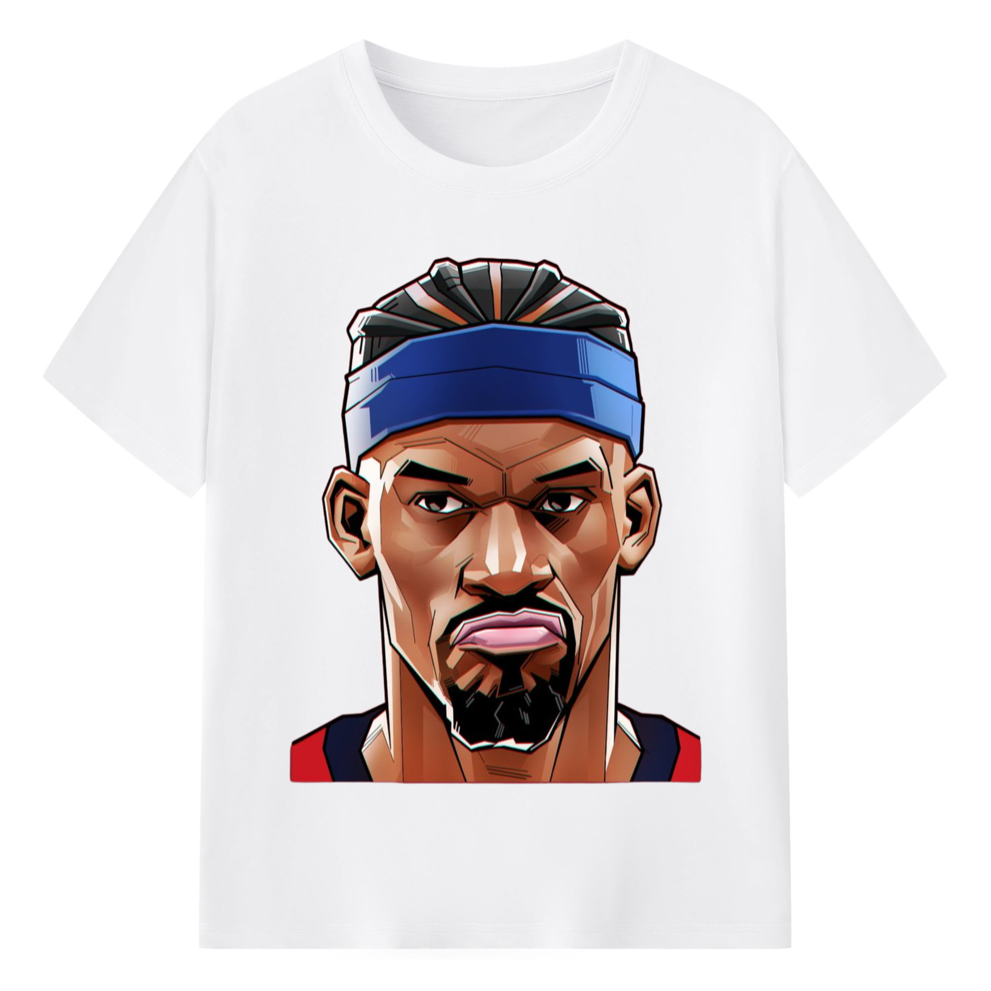 Jimmy butler cartoon head portrait T‑Shirt - 180g Cotton T-Shirt With Front Heat Transfer Print – Soft, Lightweight, Fitted Design – Comfortable Casual Wear For Sports & Everyday Use