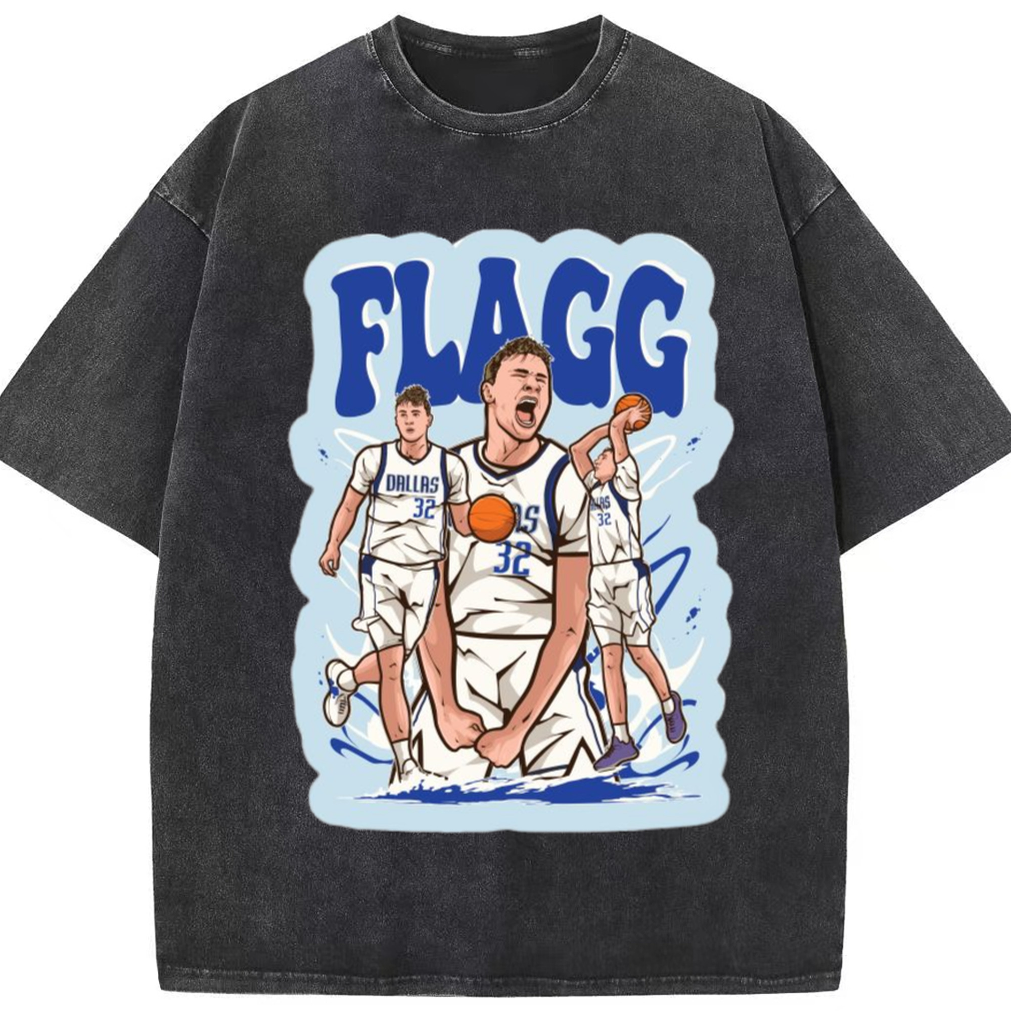 Cooper Flagg Dallas Mavericks cartoon t-shirt - Washed Vintage Look 230g Cotton Oversized T-Shirt With Front Heat Transfer Print – Soft, Lightweight, Stylish Fit – Comfortable Casual Wear For Sports & Everyday Use
